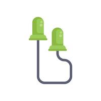 Pair of green ear plugs reducing noise pollution for hearing protection vector