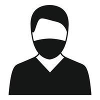Doctor wearing medical mask simple icon silhouette style vector