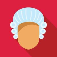 Faceless judge character wearing traditional white wig icon vector