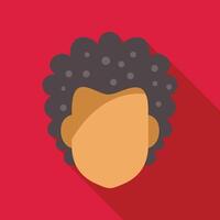 Young man with afro hairstyle showing his face on red background with long shadow vector