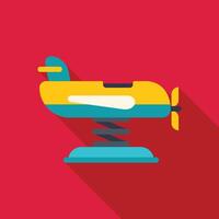 Yellow plane spring see saw on a red background representing a playground for children vector
