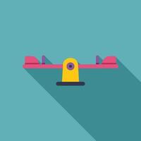 Seesaw balancing on a long shadow on turquoise background vector