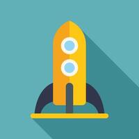 Yellow rocket launching to the sky flat design illustration vector