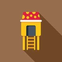 Colorful wooden playhouse with slide standing on brown background with long shadow vector