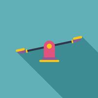 Seesaw balancing on a blue background with long shadow vector