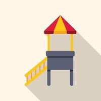 Wooden play structure with stairs and awning flat icon with long shadow vector