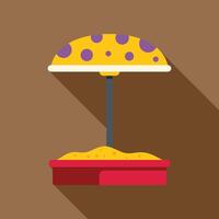 Sandbox with umbrella providing shade on summer day flat icon vector