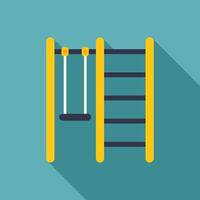Children playground equipment with climbing frame and empty swingset vector
