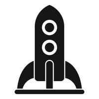 Spaceship rocket standing on launchpad silhouette icon vector