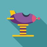 Purple and yellow spaceship spring see saw playground equipment on a spring illustrating childhood fun vector
