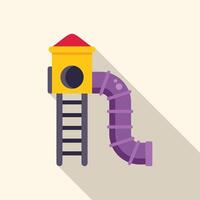 Playground slide tower with ladder and tube for children fun in flat design vector