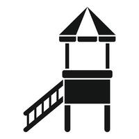 Kids playground tower with roof and ladder simple icon logo vector