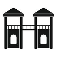 Double tower connected by bridge on kids playground icon vector