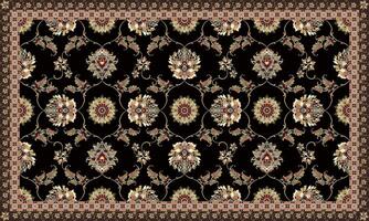 Vintage Arabic pattern.Persian colored carpet.Rich ornament for fabric design.Abstract design of persian carpet with geometric ornament.Moroccan style on black background. vector