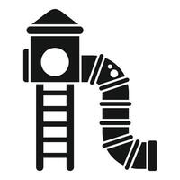 Playground slide with ladder and tunnel for children playing in park vector