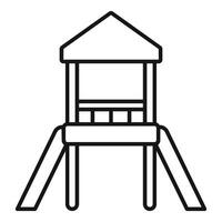 Playground slide tower with roof for kids having fun playing outside vector