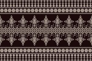 Ikat pattern Ethnic Pattern.Border indian floral Aztec embroidery border on black background. vector