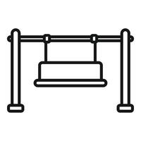 Empty swing hanging from metal frame on white background vector