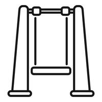 Empty swing set hanging from metal frame on white background vector