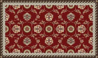 Vintage Arabic pattern.Persian colored carpet.Rich ornament for fabric design.Abstract design of persian carpet with geometric ornament.Moroccan style on red background. vector
