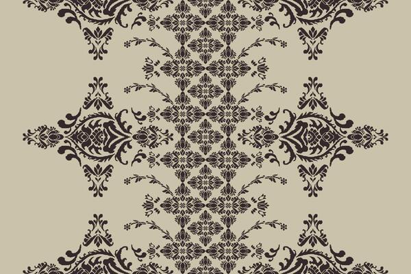 Ikat pattern Ethnic Pattern.Border indian floral Aztec embroidery border. black motifs on cream background.