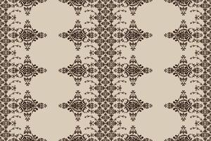 Ikat pattern Ethnic Pattern.Border indian floral Aztec embroidery border vertical angle on beige background. vector