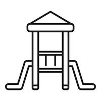 Playground equipment with two slides and a roof line icon vector