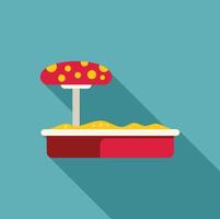 Sandbox with red mushroom for protecting children from sunstroke on playground vector