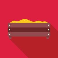 Wooden sandbox full of sand for children playing on playground in flat design style vector