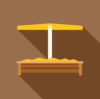 Empty wooden sandbox with yellow awning casting long shadow vector