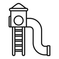 Playground slide tower structure enjoying fun childhood play time vector