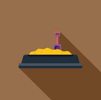 Sandbox with shovel casting long shadow on brown background vector