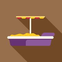 Sandbox with umbrella for children playing with sand in flat design vector