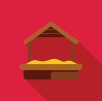 Empty wooden sandbox with canopy on red background vector
