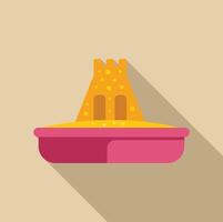 Sandcastle standing in pink sandbox with long shadow vector