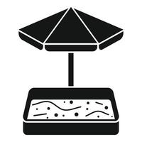 Sandbox with umbrella protecting from sun for children playing in summertime vector