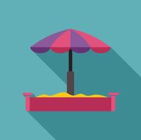 Sandbox with umbrella casting a shadow on blue background vector