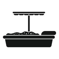 Sandbox with umbrella providing shade for playing children vector