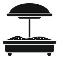 Sandbox with umbrella providing shade on a sunny day vector