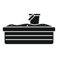 Sandbox with bucket standing on sand isolated on white background vector