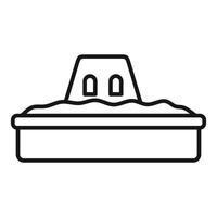 Sandbox with sandcastle line icon representing summer fun and childhood vector
