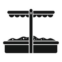 Sandbox with awning for playing with sand in the yard vector