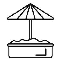 Sandbox with umbrella protecting from sun for kids to play vector