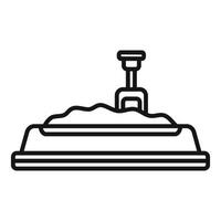 Simple line icon of a sandbox with shovel for playing with sand vector