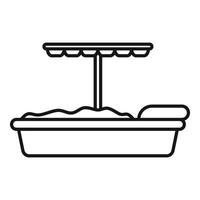 Sandbox with sunshade is standing on white background line icon vector