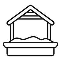 Sandbox with roof protecting from sun, icon of kids playground equipment vector