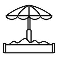 Sandbox with umbrella for children playing on beach or backyard vector
