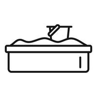 Sandbox with bucket and shovel for children playing in sandbox icon vector