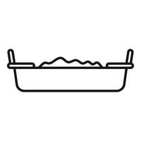 Baby bathtub with handles for bathing filled with water icon outline vector
