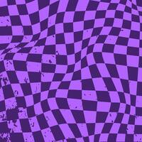 Abstract background with checkered design in 1970s hippie retro style in purple color. vector